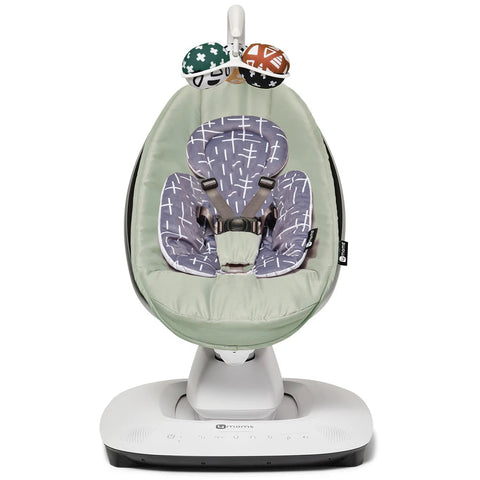 4Moms - MamaRoo 5 Multi-Motion Baby Swing (Sage) + Newborn Insert (Grey/Plush)