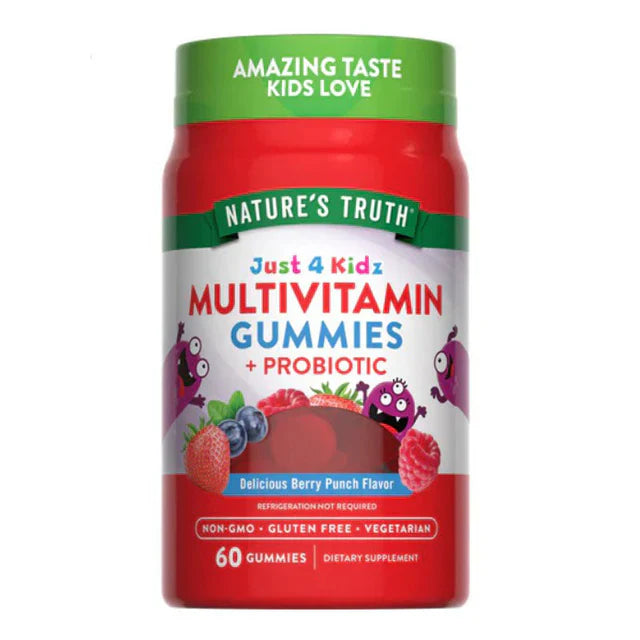 Nature's Truth Just 4 kids Multi-Vitamin Gummies+Pribiotic Berry 60's