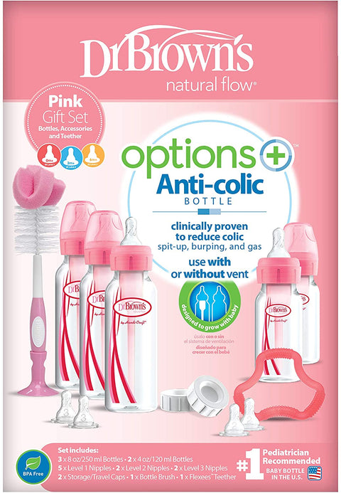 Dr. Browns PP Options+ Narrow-Neck Bottle Gift Set (Pink)-plastic
