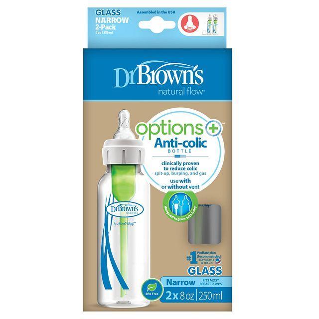 Dr. Browns 8 Oz/250 Ml Narrow Glass Options+ Bottle, 2-Pack - glass