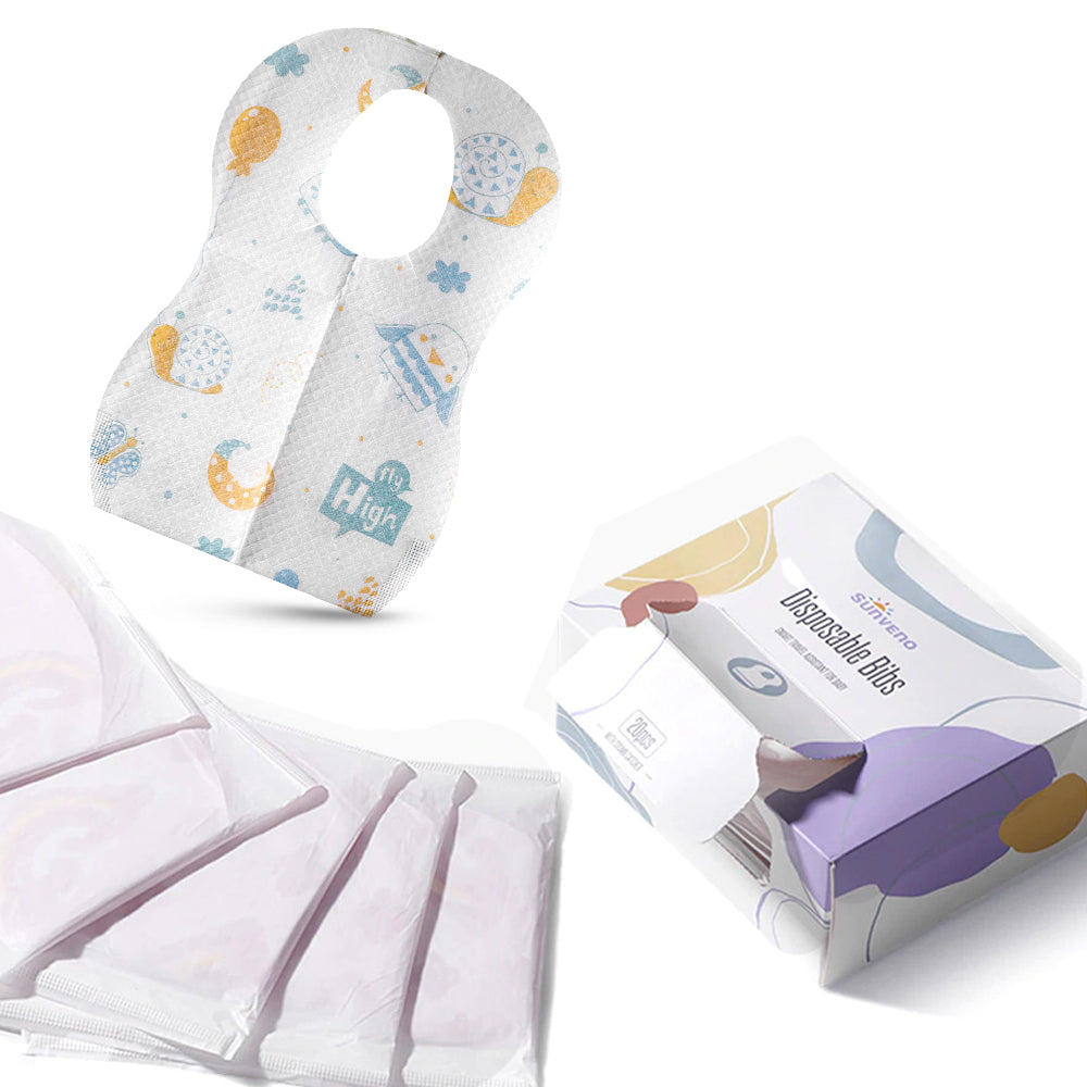 Sunveno Disposable Baby Bibs 20 Pcs (Blue)