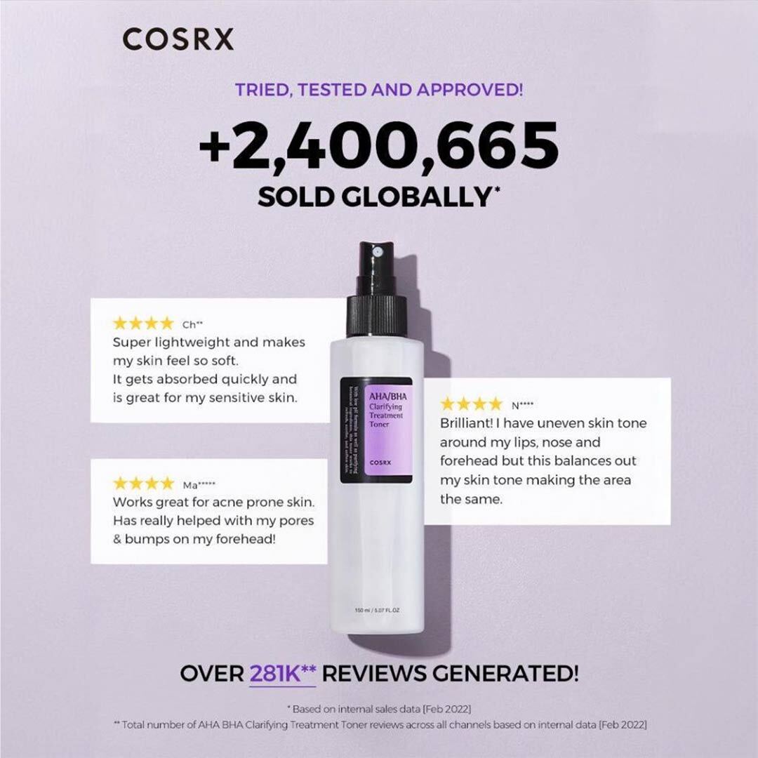 Cosrx Aha/Bha Clarifying Treatment Toner 150ML