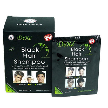 Dexe Black Hair Shampoo 25ml X 10 Sachets  Hair Color Changing Shampoo (Buy 1 Get 1 Free)